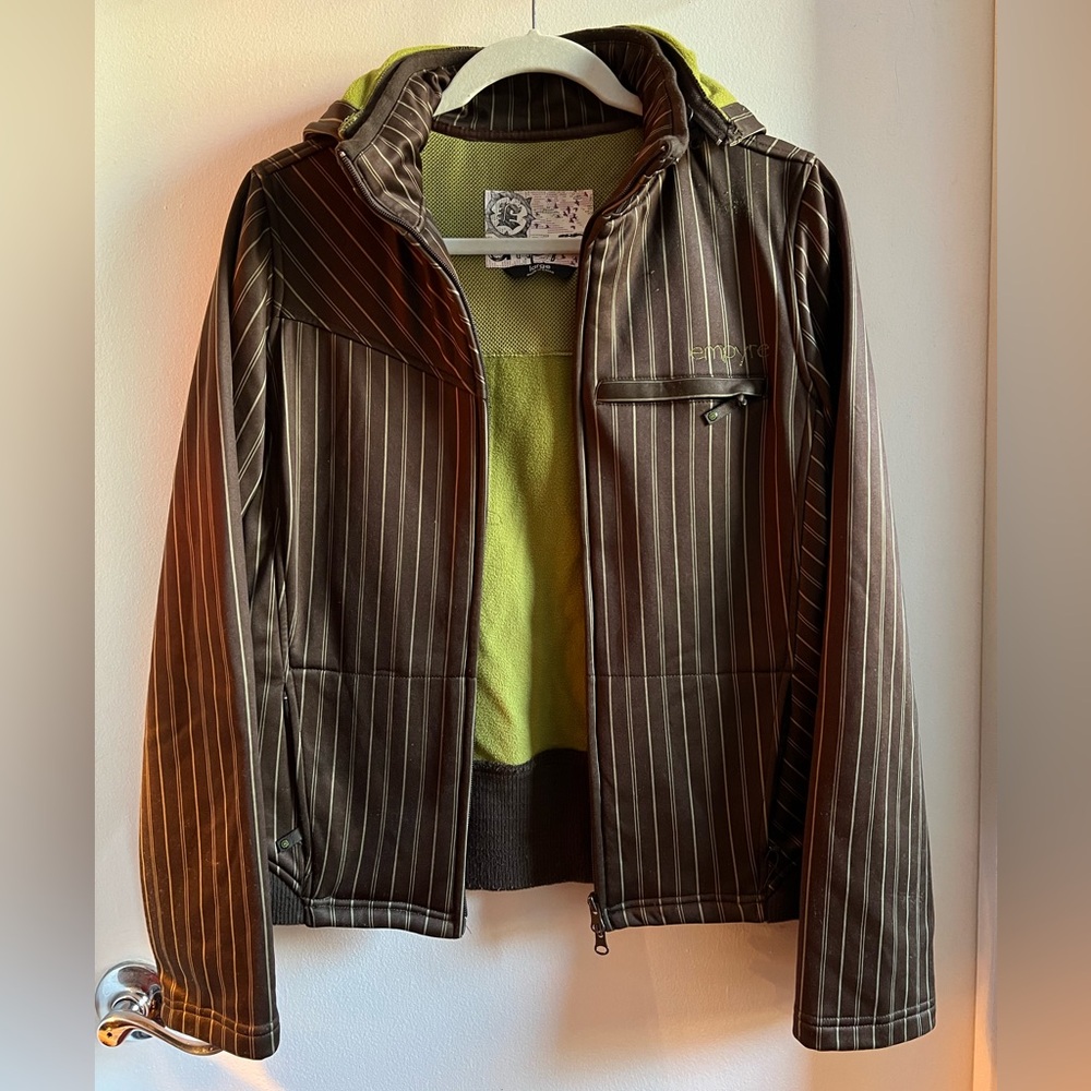 Empyre Iceberg Brown Pinstripe Jacket with Green Interior